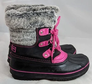 LONDON FOG Girls Tottenham Cold Weather Snow Boot, Black/Pink Sz. 2 - Picture 1 of 7