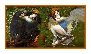 Viktor Vasnetsov Sirin Alkonost Joy Sorrow Counted Cross Stitch Chart Pattern - Picture 1 of 5