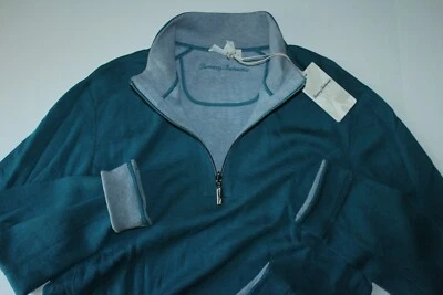Tommy Bahama Flipshore Half Zip Reversible Sweatshirt Surf Rider Blue Medium M - Image 1 of 4