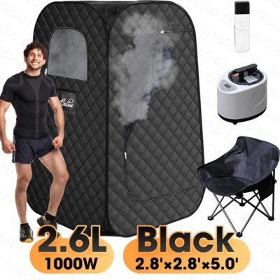 Sauna de Vapor Portátil 2.6L 1000W Hogar Personal Spa Tienda/Caja Desintoxicación Silla Negra Foto 1 de 4