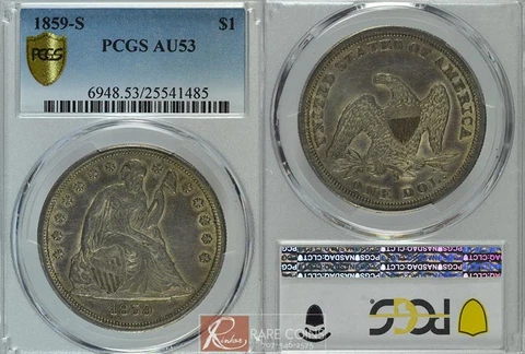 1859-S $1 PCGS AU-53 Cover