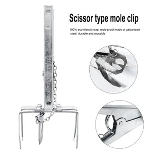 Trampa eliminadora de lunares de acero galvanizado trampa para topos control de plagas clip de tijera de metal - Imagen 1 de 12