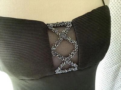 Onyx Nite Women 12 Sheath Evening Dress Spaghetti Strap Black BEADED & New Wrap - Image 1 of 4