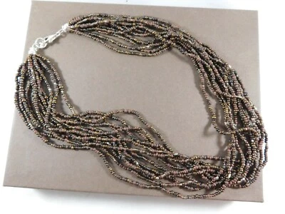 Collar Silpada Plata Esterlina Multi-Hebra Marrón Bronce Semilla Cuentas N1815 Foto 1 de 4