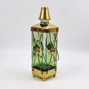 Caja de música vintage Suecia estilo linterna vidrio latón licor botella jarra - Imagen 1 de 8