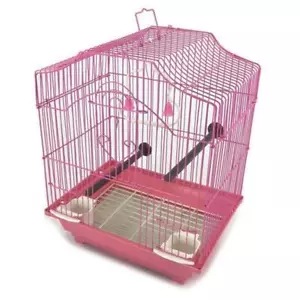 Pink 14-inch Small Parakeet Wire Bird Cage For Budgie Parakeets Finches Canaries - Picture 1 of 5