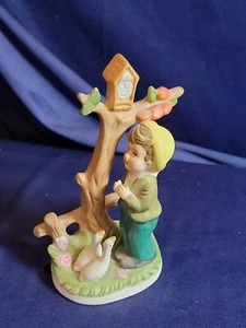 Hummel wie Mädchen, Apfelbaum mit Vogelhaus mit Gänsen ENTZÜCKEND!! Porzellan  - Bild 1 von 6