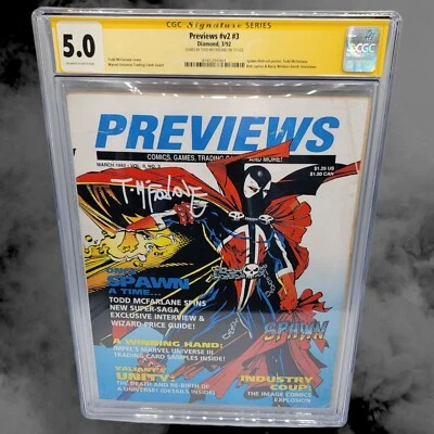 Previews Comics Catalog Vol II No. 3 CGC SS 5.0 Signed By Todd  first SPAWN  - Image 1 of 4