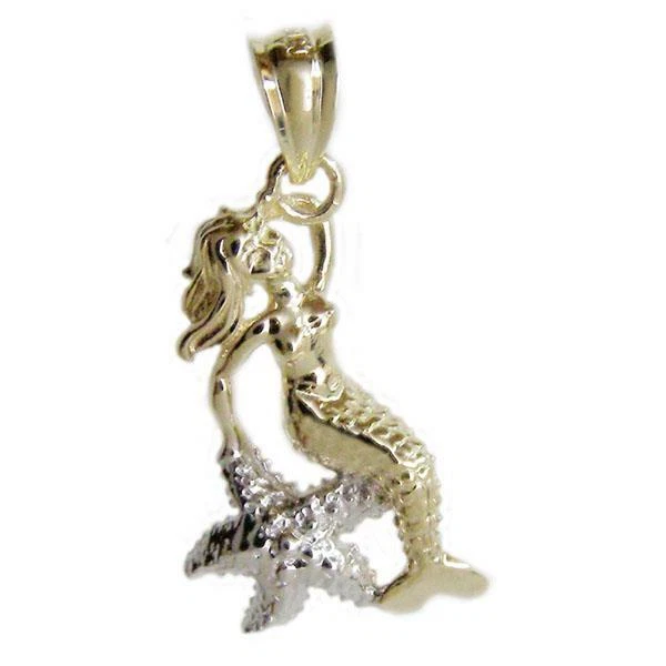 Nuevo Colgante Sirena 3D Oro Dos Tonos 14k Foto 1 de 1