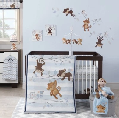 Juego de cuna de 3 piezas Lambs & Ivy Bedtime Originals de Mod Monkey Collection Foto 1 de 4