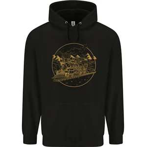 Gold Locomotive Steam Engine Train Spotter Childrens Kids Hoodie - Picture 1 of 88