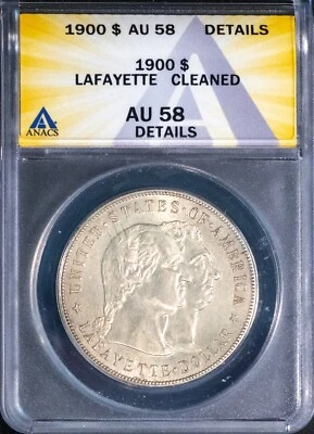 1900 $1 Silver Lafayette Dollar ANACS # 7623751 + Bonus - Image 1 of 2