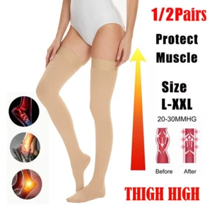 Compression Socks Men Women Thigh High Stockings Edema Diabetics Varicose Veins - Picture 1 of 15