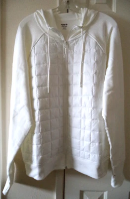 Actualizado Elegante Blanco Edredón Capucha Frontal Polar Sudadera Chaqueta 2X 3X 22 XXL Alto Foto 1 de 4