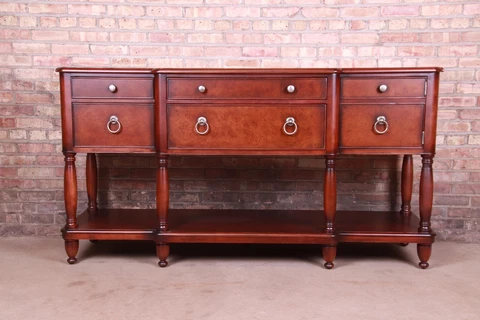 Baker Furniture Italian Provincial Mahogany and Burl Wood Sideboard Cover