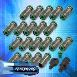 20PCS M12 x 1.25mm Open/Closed Extended Heavy Gray Steel Racing Lug Nuts Green - Picture 1 of 3