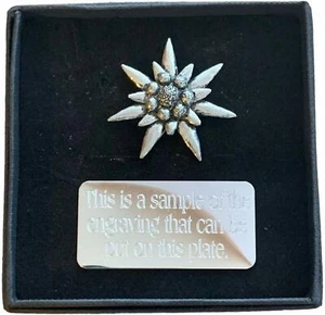 Personalised Gift Box & Hand Made Large Edelweiss (C1) Pewter Pin Badge - Picture 1 of 8