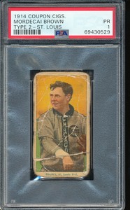 T213-2 Coupon Cigarettes Mordecai/3-Finger Brown PSA 1 - StL Terriers (Federal)