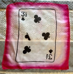 VINTAGE SUPREME MAGIC 3 1/2 OF CLUBS CARD SILK -16" - Picture 1 of 3