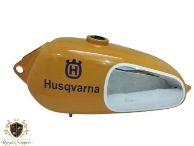 FIT FOR HUSQVARNA 1974 CR 250 WR 250 MAG REPRO YELLOW PAINTED ALUMINUM TANK - Image 1 of 4