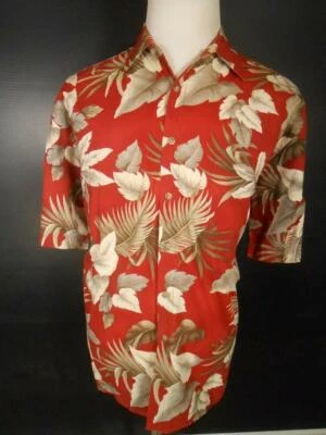 Beautiful Men's Large Half Moon Bay Red Floral Short Sleeve Button Shirt - Image 1 of 4