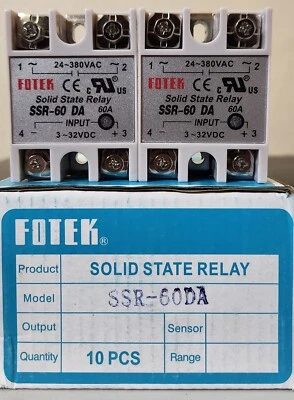 Módulo Fotek Relé de Estado Sólido SSR-60DA 3-32 VDC a 24-380 VCA, 60A máx. Foto 1 de 3