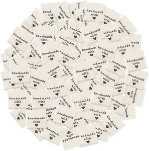 100 Stück Handmade Stoff Labels,Handmade Label,Kleideretiketten Textiletiketten - Bild 1 von 7