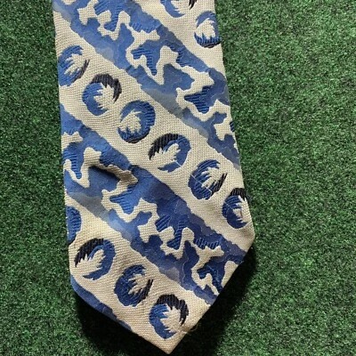 Corbata COLECCIÓN TIFFANY DE COLECCIÓN. Hombre 100% Poliéster Onda Geométrica Azul Crema ☼ 3D Foto 1 de 4