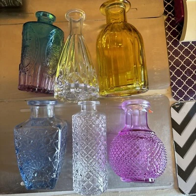 Juego de 6 jarrones mini de vidrio coloridos con caja.bg Foto 1 de 4