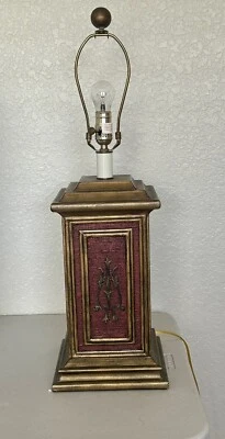 Lámpara de mesa roja negra bronce dorada envejecida asiática 28,5" H iluminación de 3 vías probada Foto 1 de 4