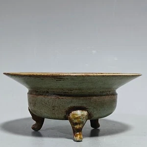 7.5" song dynasty official kiln ru Porcelain Ice crack three foot Incense Burner - Picture 1 of 9
