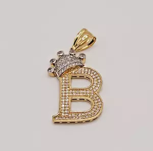 Ciondolo/fascino lettera "B" iniziale corona reale oro giallo 10 kt* - Foto 1 di 6