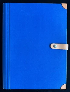 Blue Hardboard and Leather padfolio, for 8.5x11" paper, snap closure, pen holder - Picture 1 of 5