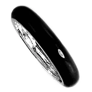 *BLACK*__ ENAMEL BAND RING_SZ-10__925 STERLING Silver_NF - Picture 1 of 7