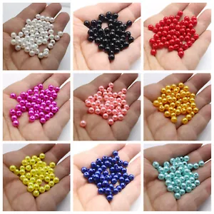 500 Pcs 6mm Plastic Faux Pearl Round Beads Imitation Pearl 22 Color For Choice - Picture 1 of 33
