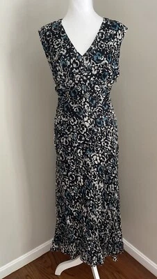 CHARTER CLUB 10 Dress 100% Silk Bias Cut Pintuck Babydoll Midi Floral Sheer Y2K - Image 1 of 4