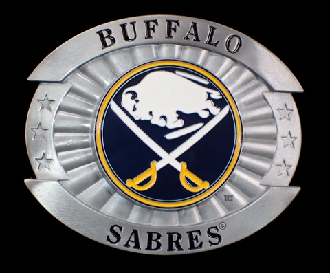 LARGED SIZE BUFFALO SABRES BELT BUCKLE SISKIYOU PEWTER & ENAMEL NEW Cover