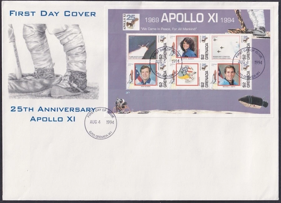 GRENADA Sc #2330a-f FDC SHEETLET of 6 DIFF, TRIBUTE TO CHALLENGER FLIGHT CREW - Image 1 of 1