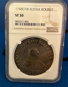 1748CNB Russia Rouble Coin in NGC HOLDER VF 30 - Picture 1 of 6