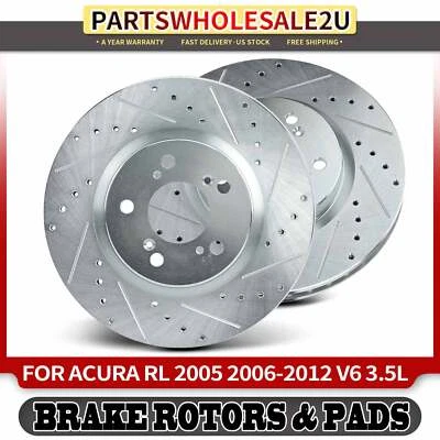 Rotores de freio dianteiros perfurados para Acura RL 2005 2006 2007 2008-2011 2012 V6 3,5L - Imagem 1 de 4