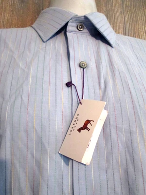Lorenzo Uomo Striped Button Down Shirt Mens 16.5 34/35 Long Sleeve Trim Fit NEW - Image 1 of 4