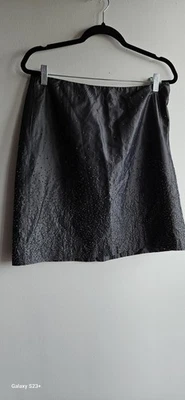 Falda para mujer Gap talla 12 línea A gris, cremallera lateral, forrada glamurosa metálica con cuentas Foto 1 de 4