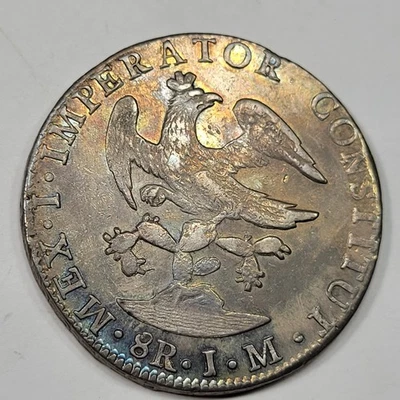 1823 Mexico Silver 8 Reales ITURBIDE Toned w/ Luster Great Detail Nice *K990 - Image 1 of 4