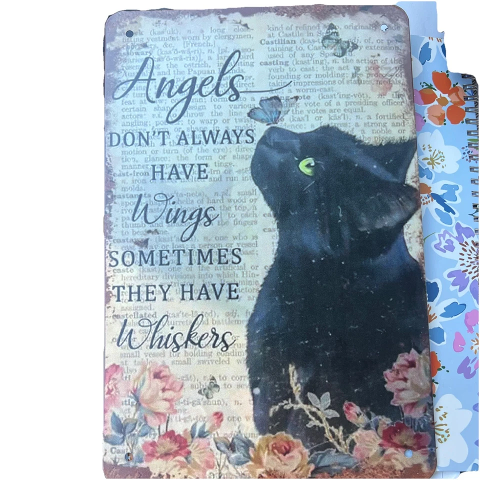 Metal Tin Sign Angels Dont Always Have Wings Sometimes They Have Whiskers - Image 1 of 2