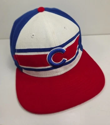 Chicago Cubs Cap Hat Stripe Flat Bill 9FIFTY Snapback New Era Red White & Blue - Image 1 of 4