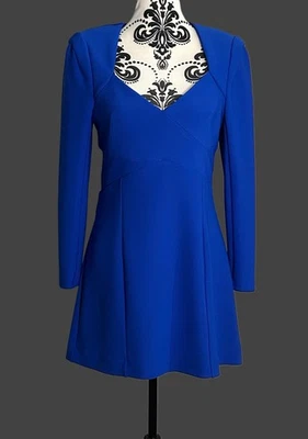 Top túnica Karen Millen azul acampanado dobladillo sin espalda talla 12 ropa de noche pequeña Foto 1 de 4