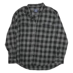 Camisa a Cuadros Faded Glory Para Hombres Negra y Gris XL Mezcla de Algodón Botón Frontal Informal - Imagen 1 de 6