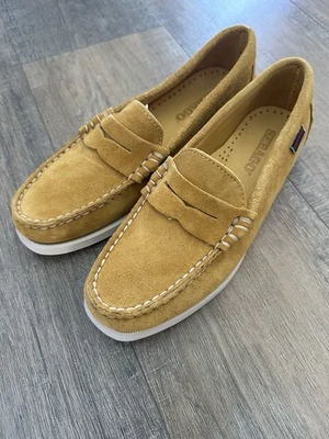 Sebago Dan Boat Flesh Out Yellow Mustard 8 shoe loafer leather suede - Image 1 of 4