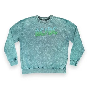 AC/DC Sweatshirt Women's Pullover Green with Rhinestones Size Large - Picture 1 of 4