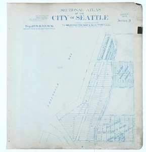 1900 SEATTLE Map SUNSET HILL - SHINSHOLE BAY - BALLARD (24x22) ORIGINAL - Picture 1 of 7